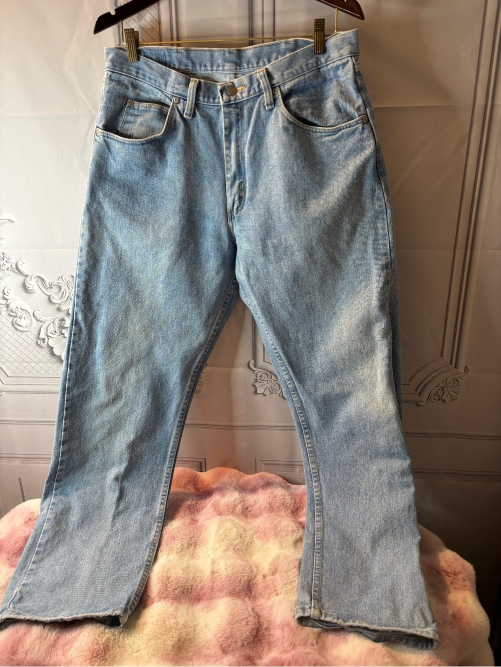 Wrangler Premium Quality Light Blue Relaxed Fit Men’s Jeans - 34x32